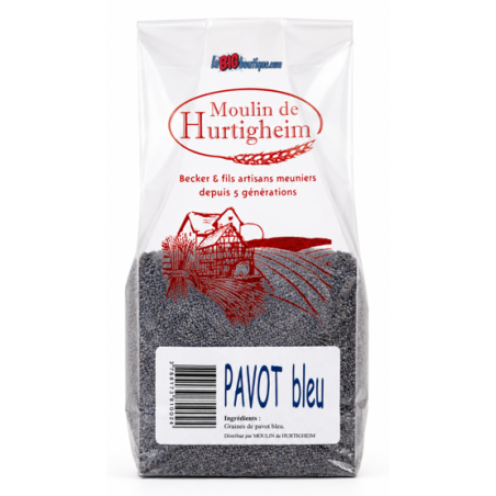 GRAINES DE PAVOT BLEU POUR PAIN, CAKES.., SACHET 250grs, du MOULIN DE HURTIGHEIM D'ALSACE