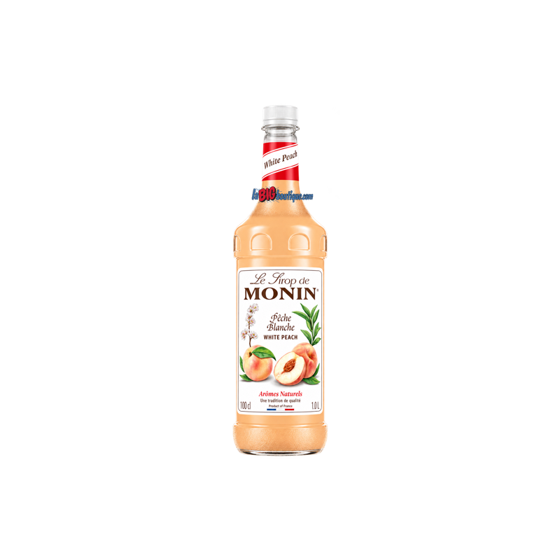 SIROP PECHE BLANCHE MONIN 1 Litre, Bouteille plastique recyclable