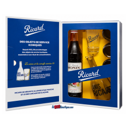 COFFRET RICARD TOMATE ANNEES 50, 1 Litre de Grenadine, 4 verres et une carafe