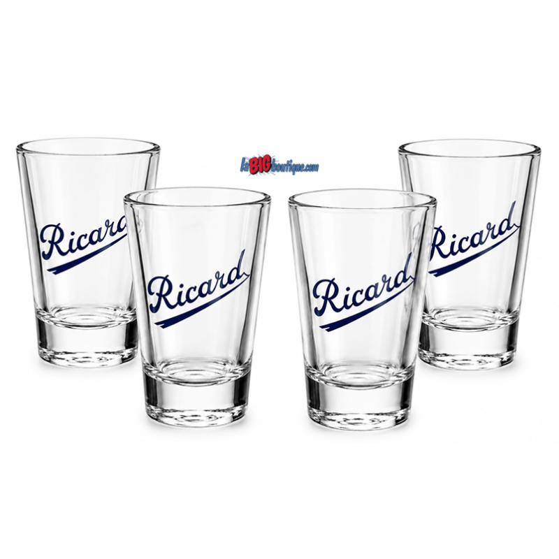 4 VERRES RICARD 10cl, COLLECTION "ANNÉE 50" – VERRE À PASTIS RÉTRO