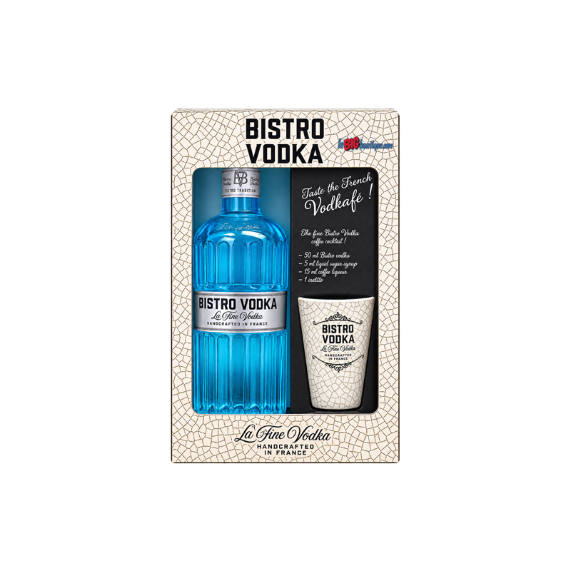 VODKA BISTRO LA FINE VODKA 70cl 40°, COFFRET AVEC UN VERRE