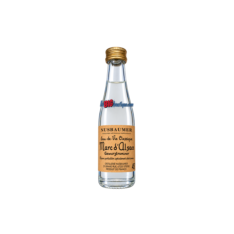 MIGNONNETTE EAU DE VIE MARC D'ALSACE GEWURZTRAMINER NUSBAUMER 3cl 45°