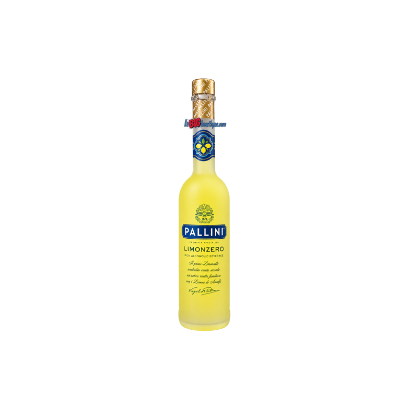 LIQUEUR LIMONZERO SANS ALCOOL PALLINI 50cl 0°, VEGAN, Bouteille verre perdu
