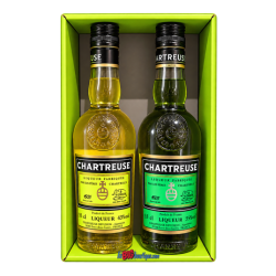 COFFRET CHARTREUSE TRADITIONNELLE DEUX BOUTEILLES 35cl, JAUNE & VERTE