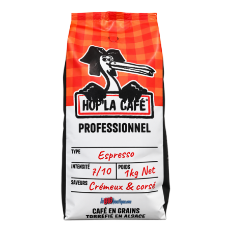 CAFE EN GRAINS HOP'LA CAFÉ 100% ARABICA SPECIAL BAR 1KG, DOUX & EQUILIBRÉ, Torréfié en Alsace