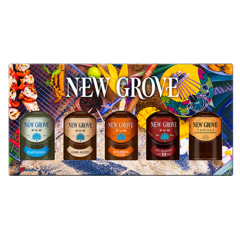 COFFRET DECOUVERTE RHUM NEW GROVE TROPICAL DROP 5 X 5cl