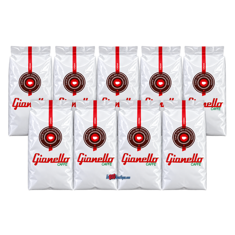 CAFE GRAINS GIANELLO CREMA 9 x 1KG - 80% Arabica et 20% Robusta