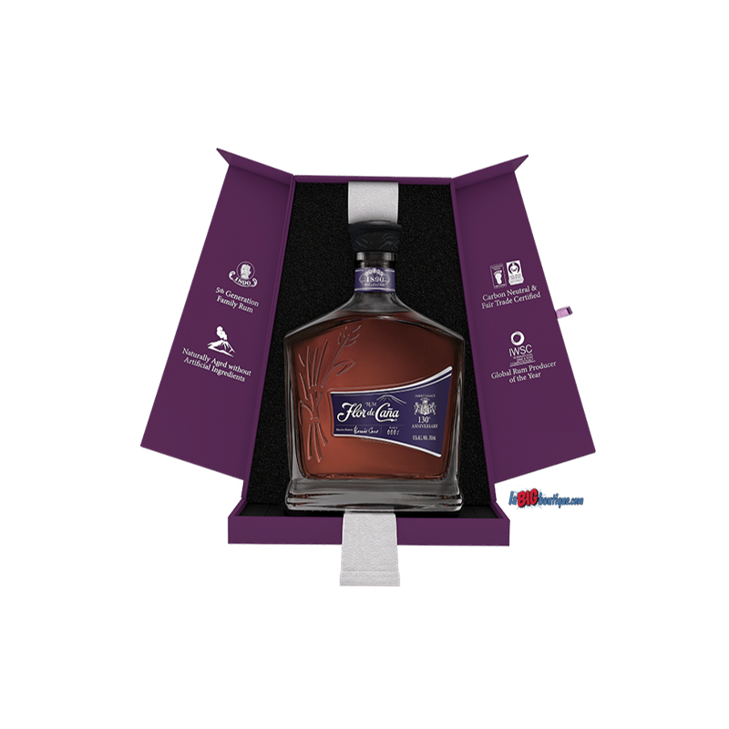 RHUM BRUN FLOR DE CAÑA 20 ANS D'AGE 70cl 45°, COFFRET 130ème ANNIVERSAIRE